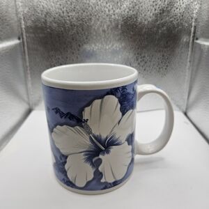 Hawaiian Hawaii Hibiscus ABC Store Blue and White Floral Mug